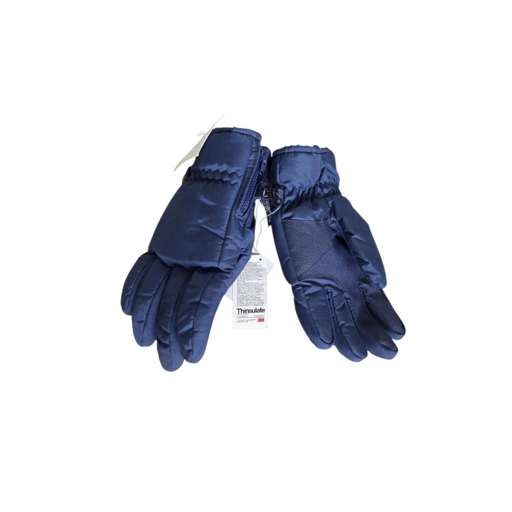Thinsulate 3M Insulated Winter Gloves Womens M Elastic Cuffs Grippy Navy Ski NEW